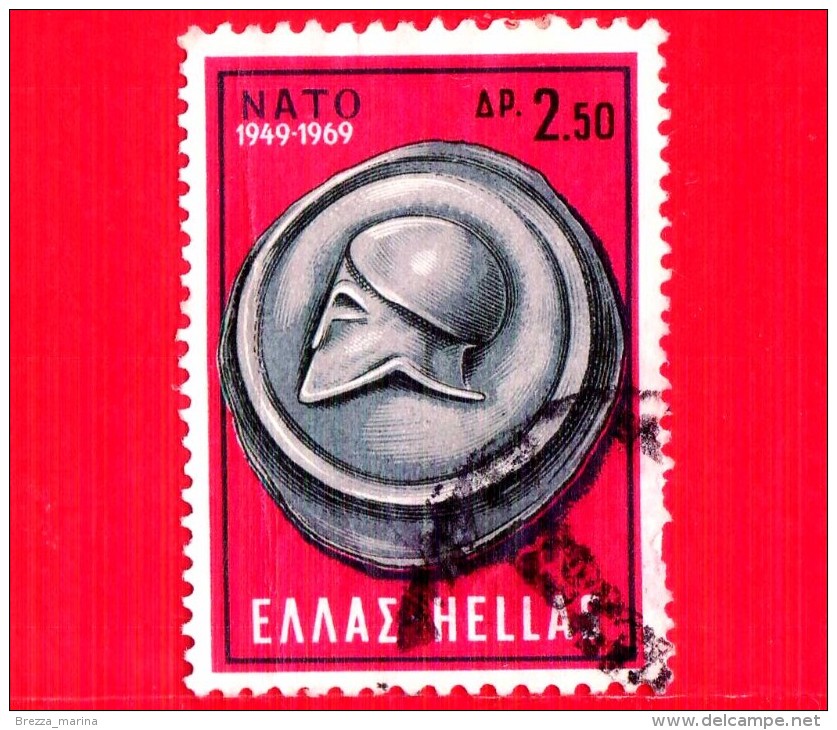 GRECIA - HELLAS - Usato - 1969 - 20° Anniversario Della NATO - Elmetto - Monete - N.A.T.O.  - 2.50 - Usati