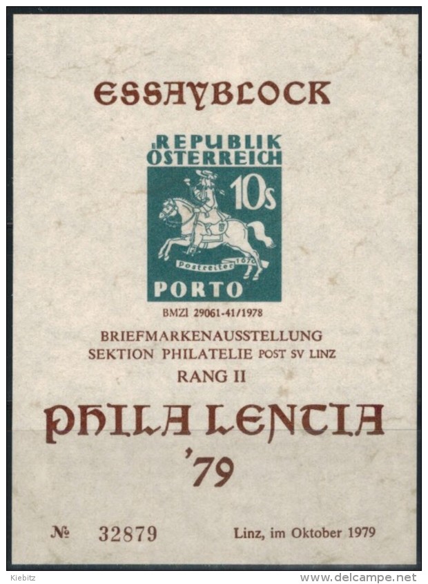 ÖSTERREICH Essayblock 1979 - Philalencia - Proofs & Reprints