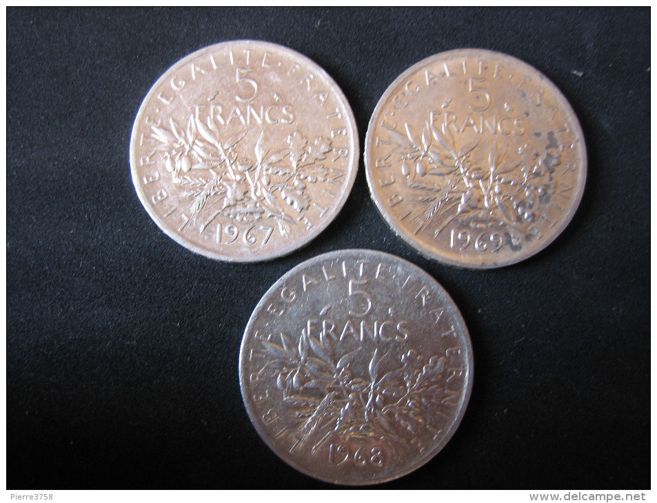 5 Francs Semeuse 1967,68,69 (trois Piéces) - Sonstige & Ohne Zuordnung