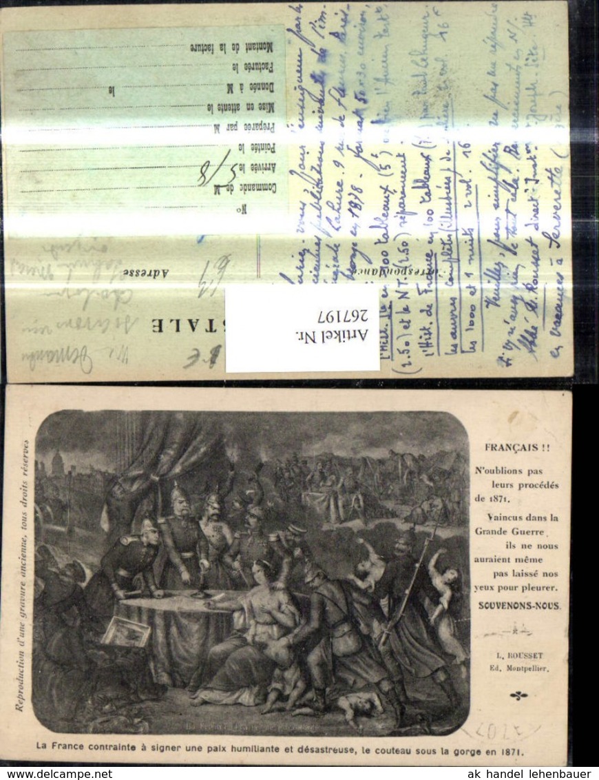 267197,K&uuml;nstler Ak La France Le Couteau Sous La Gorge En 1871 Geschichte Politik - Geschichte