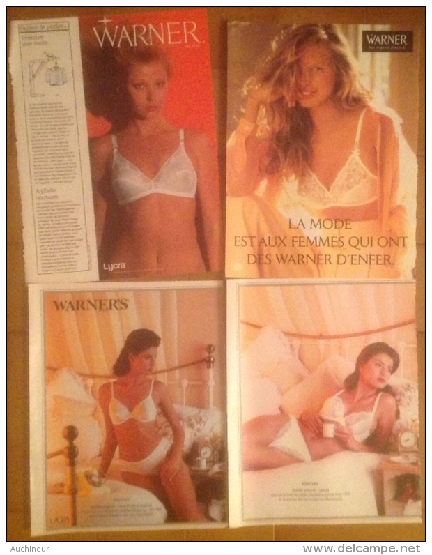 Publicité Lingerie Soutien-gorge Femme Warner X 4 - Advertising