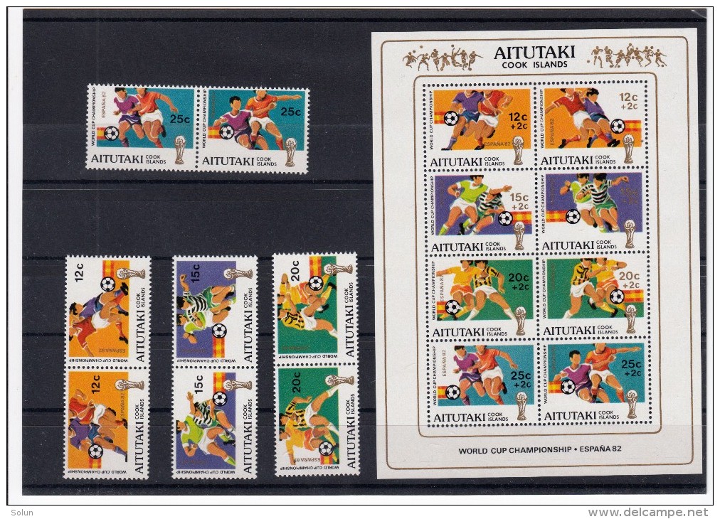 AITUTAKI COOK ISLANDS 1981 WORLD CUP SPAIN 1982 FOOTBALL SOCCER BLOCK MNH + 8 STAMPS MNH - Aitutaki