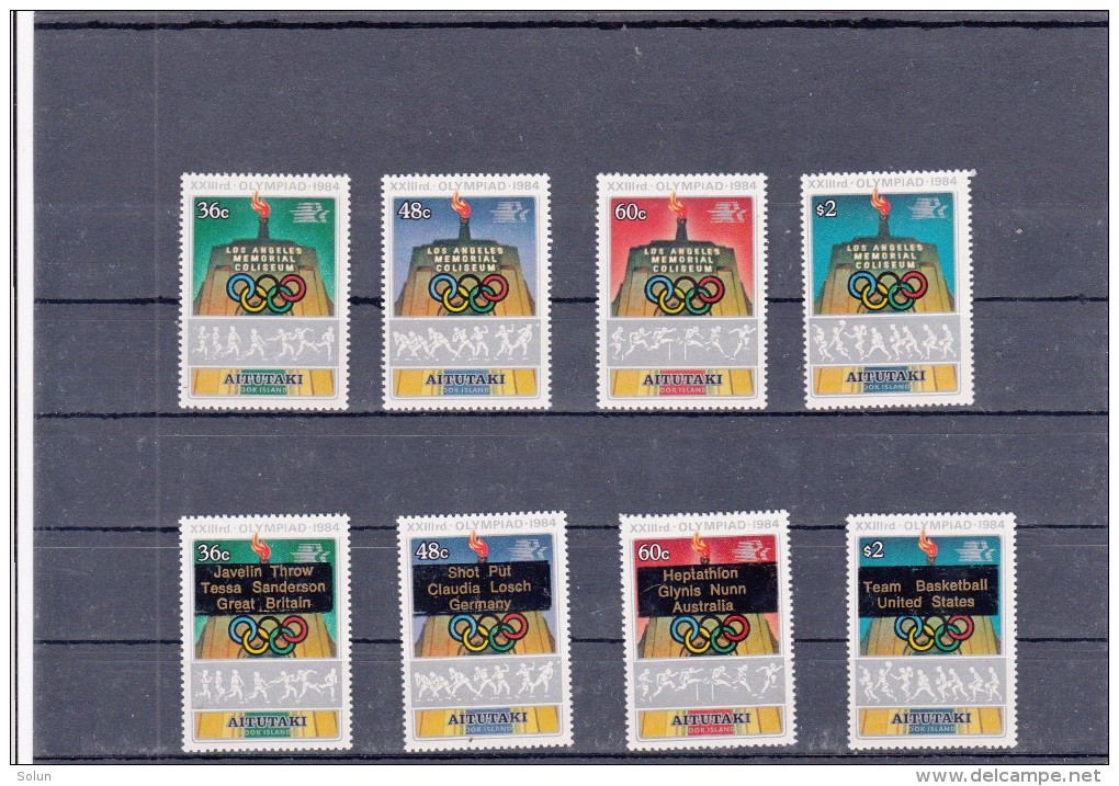 AITUTAKI COOK ISLANDS 1984 OI OLYMPIC GAMES USA LOS ANGELES 4 STAMPS MNH + GOLD MEDAL WINNERS 4 STAMPS MNH - Aitutaki