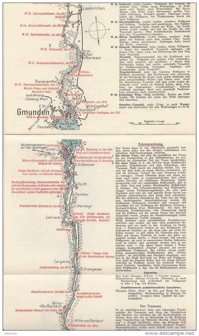 ÖSTERREICHISCHER FALTBOOTFÜHRER TRAUN UND AGER Von Traun Bis Zur Mündung + Ager Vom Attersee Bis Zur Mündung, Origi ... - Landkarten
