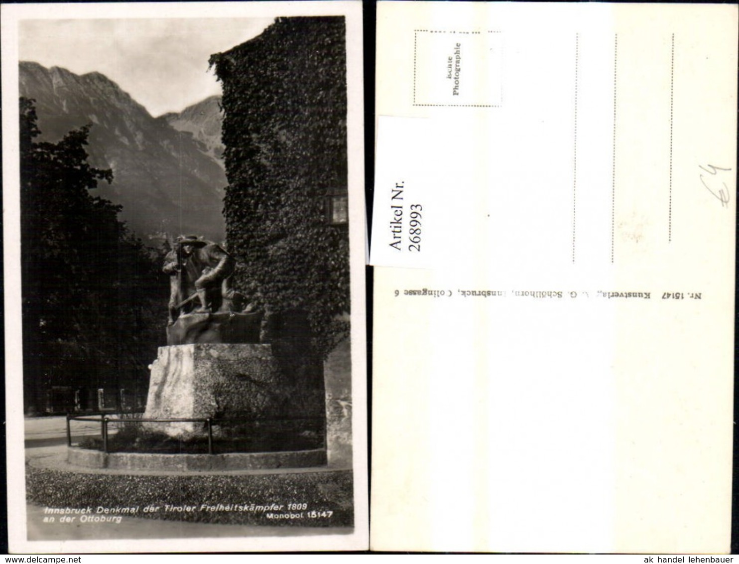 268993,Foto Ak Innsbruck Denkmal D. Tiroler Freiheitsk&auml;mpfer A. D. Ottoburg - Geschichte