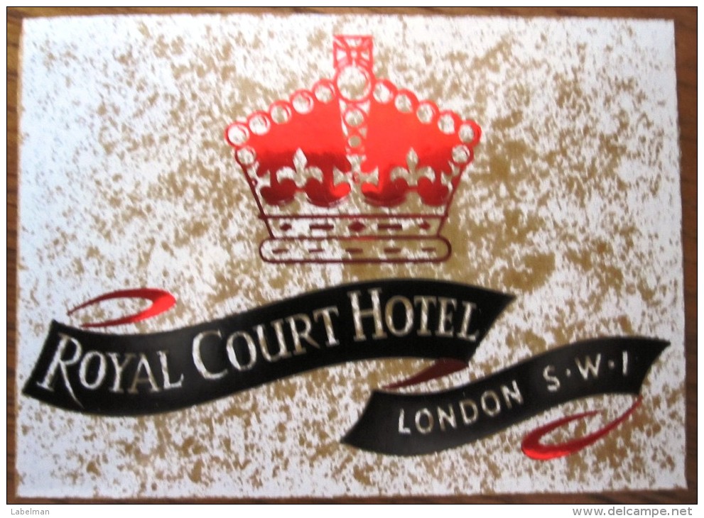 HOTEL MOTOR MOTEL ROYAL COURT LONDON UK ENGLAND GREAT BRITAIN STICKER DECAL LUGGAGE LABEL ETIQUETTE AUFKLEBER - Hotel Labels