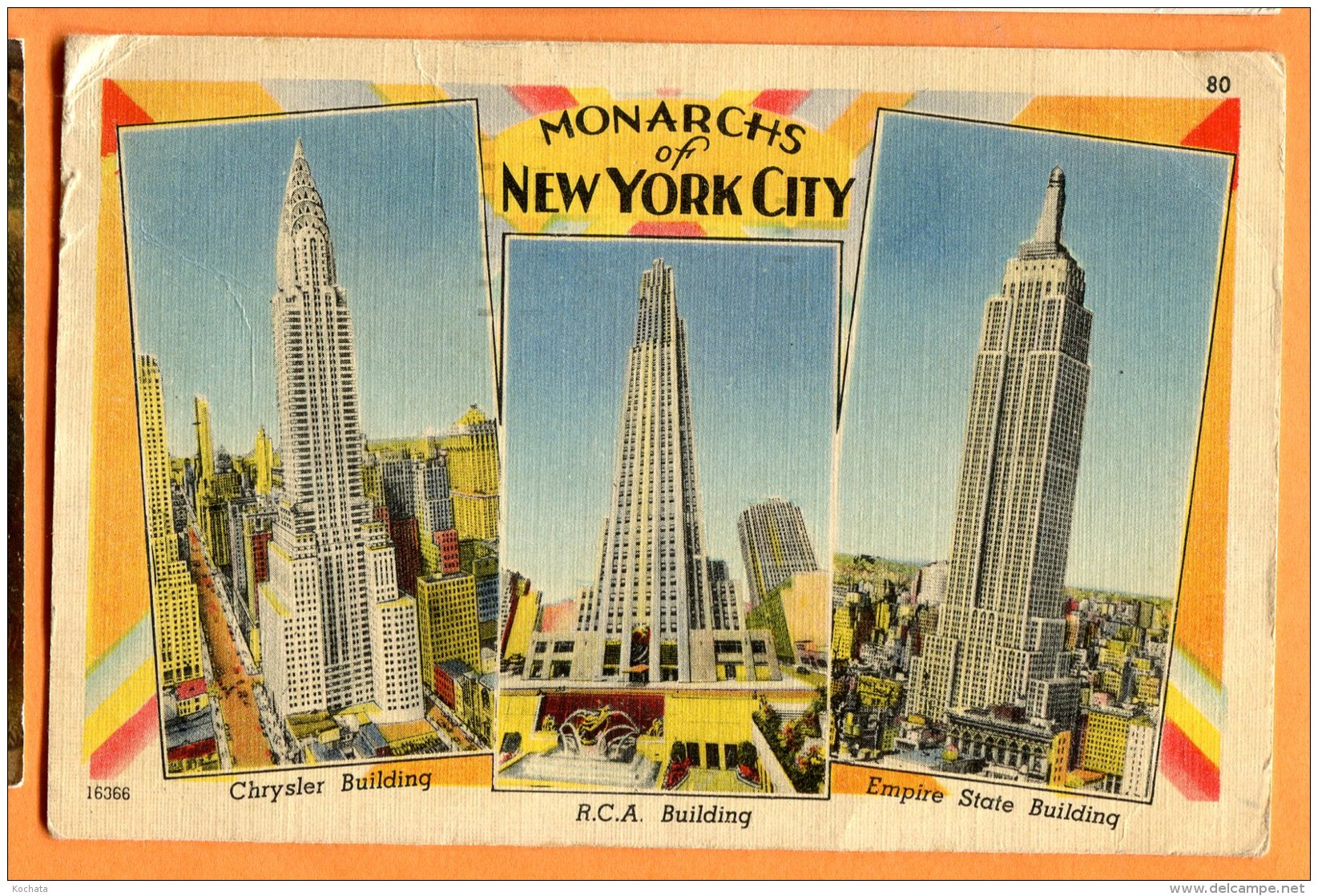 CAL1148, Monarchs Of New York City, Chrysler Bulding, R.C.A. Bulding, Empire State Bulding,  Circulée 1947 - Autres & Non Classés