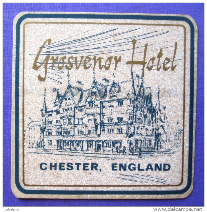 HOTEL PENSION MOTOR GROSVENOR CHESTER UK ENGLAND GREAT BRITAIN STICKER DECAL LUGGAGE LABEL ETIQUETTE AUFKLEBER - Hotel Labels