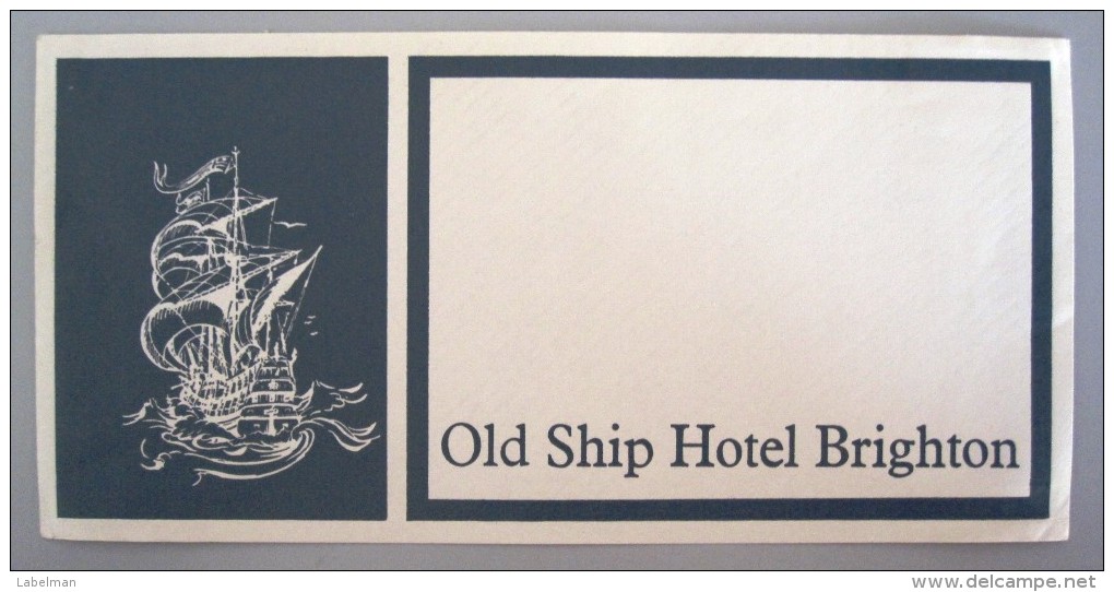 HOTEL MOTOR MOTEL OLD SHIP BRIGHTON LONDON UK ENGLAND GREAT BRITAIN STICKER DECAL LUGGAGE LABEL ETIQUETTE AUFKLEBER - Adesivi Di Alberghi