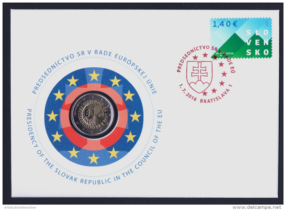 2016 SLOVAKIA "THE PRESIDENCY OF THE SLOVAK REPUBLIC IN THE COUNCIL OF THE EU" 2 EURO NUMISMATIC COVER (1648/2000) - Slovacchia