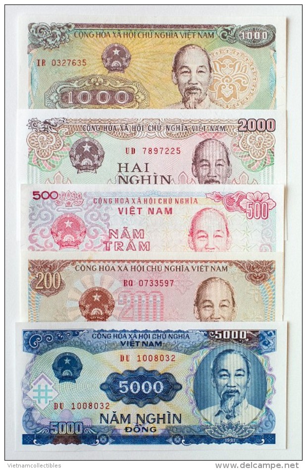 Collection Of 5 Different Vietnam Viet Nam AU Banknotes 1988 / Billet 1985 - Vietnam