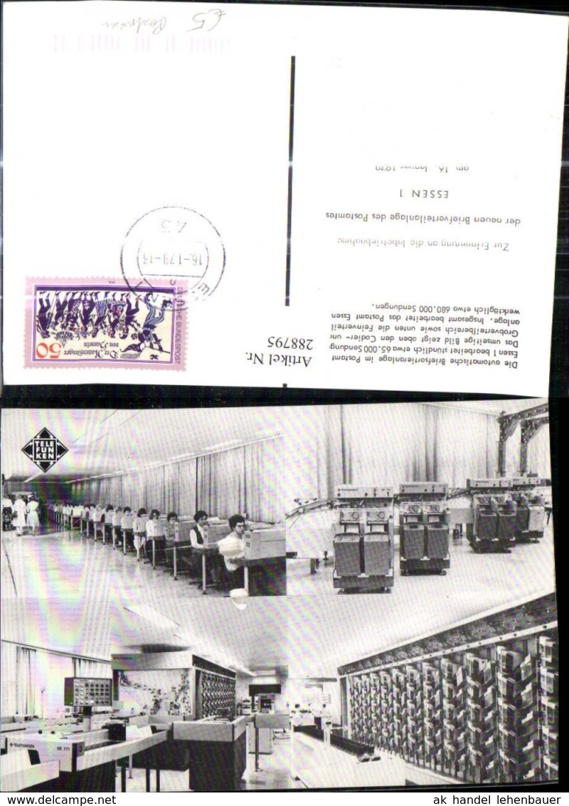 288795,Postwesen Post Automatische Briefsortieranlage Postamt Essen Briefverteilanlag - Post & Briefboten