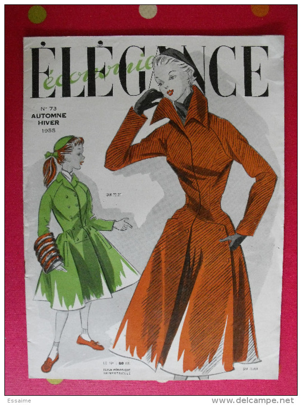 Revue Elégance 1955. Mode Féminine Enfant Fillette Homme Lingerie Tablier Robe Blouse Jupe Tailleur Hiver - Fashion