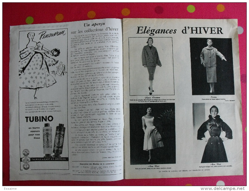 Revue Elégance 1955. Mode Féminine Enfant Fillette Homme Lingerie Tablier Robe Blouse Jupe Tailleur Hiver - Mode