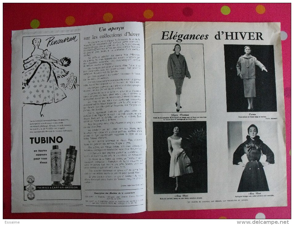 Revue Elégance 1955. Mode Féminine Enfant Fillette Homme Lingerie Tablier Robe Blouse Jupe Tailleur Hiver - Fashion