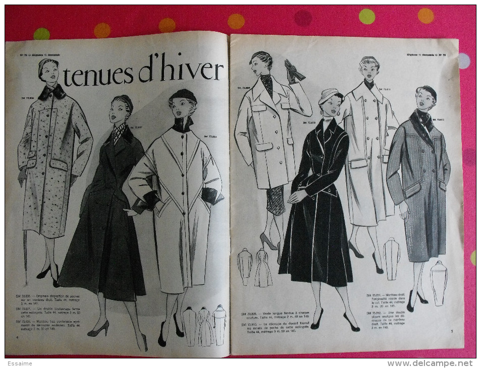 Revue Elégance 1955. Mode Féminine Enfant Fillette Homme Lingerie Tablier Robe Blouse Jupe Tailleur Hiver - Fashion