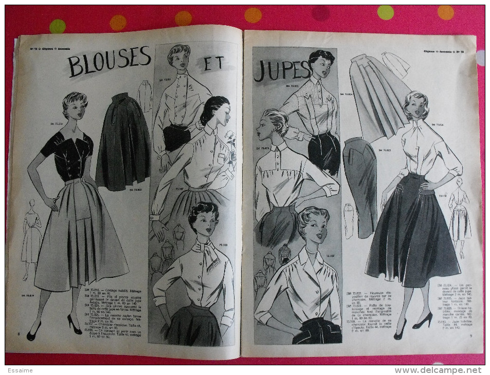 Revue Elégance 1955. Mode Féminine Enfant Fillette Homme Lingerie Tablier Robe Blouse Jupe Tailleur Hiver - Fashion