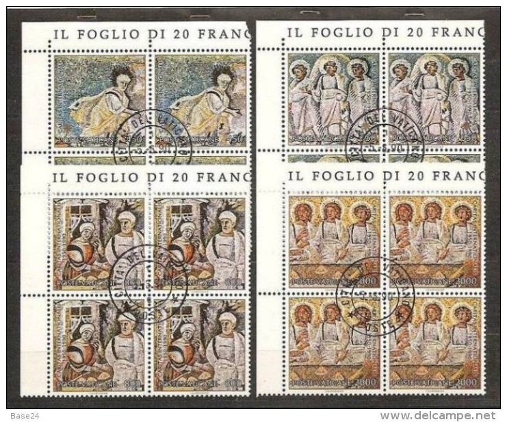 1990 Vaticano Vatican CARITAS 4 Serie Di 4v. In Quartina Usate Con Gomma Annullo FDC 5/6/90 USED Bl.4 - Used Stamps