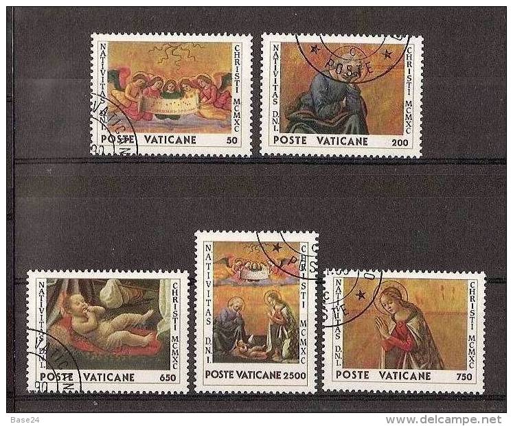 1990 Vaticano Vatican NATALE  CHRISTMAS Serie Di 5v. Usata Con Gomma USED - Oblitérés