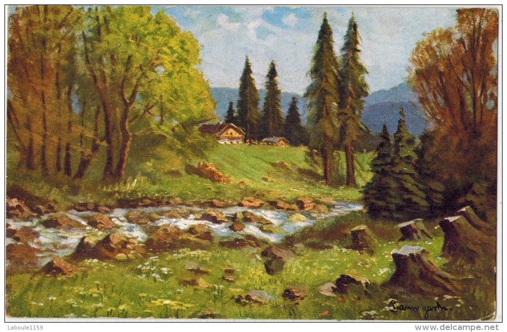 FANTAISIE PAYSAGE Avec Torrent Illustrateur Signé Baumgarten - Baumgarten, F.