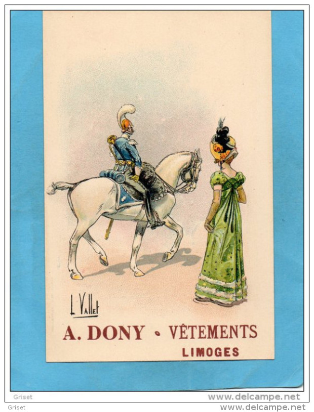 L VALLET SUPERBE-jeune Femme Regardant Un Cuirassier  à Cheval-pub-LIMOGES-A DONY-vêtements -rue Des Halles* - Vallet, L.