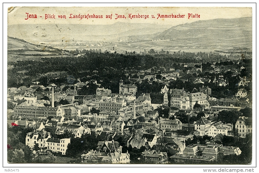 ALLEMAGNE : JENA - BLICK VON LANDGRAFENHAUS AUF JENA, KERNBERGE / POSTMARK - MIDDLEWICH / ADDRESS - LE PORTEL - Jena