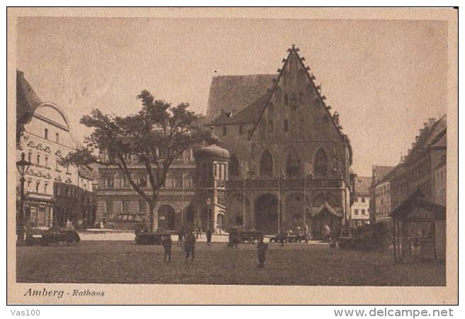 CPA AMBERG- TOWNHALL, SQUARE, CARTS, BUSS - Amberg