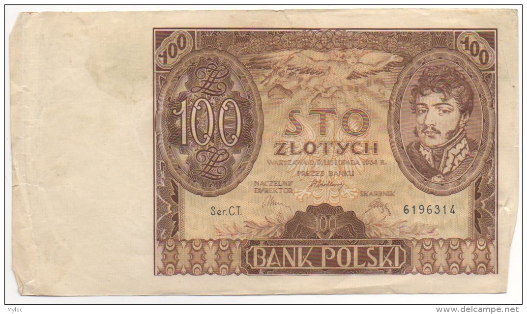 Billet. Pologne/Poland. 100 Zlotych. Bank Polski. 1934. - Pologne