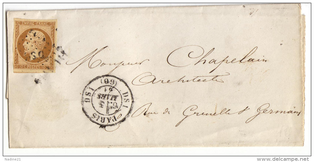 013. LSC N°13 Type2 - Cachet De PARIS DS1 (SEINE) - 1861 - 1849-1876: Période Classique