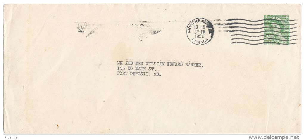 Canada Postal Stationery Cover Montreal 10-9-1956 - 1953-.... Reign Of Elizabeth II
