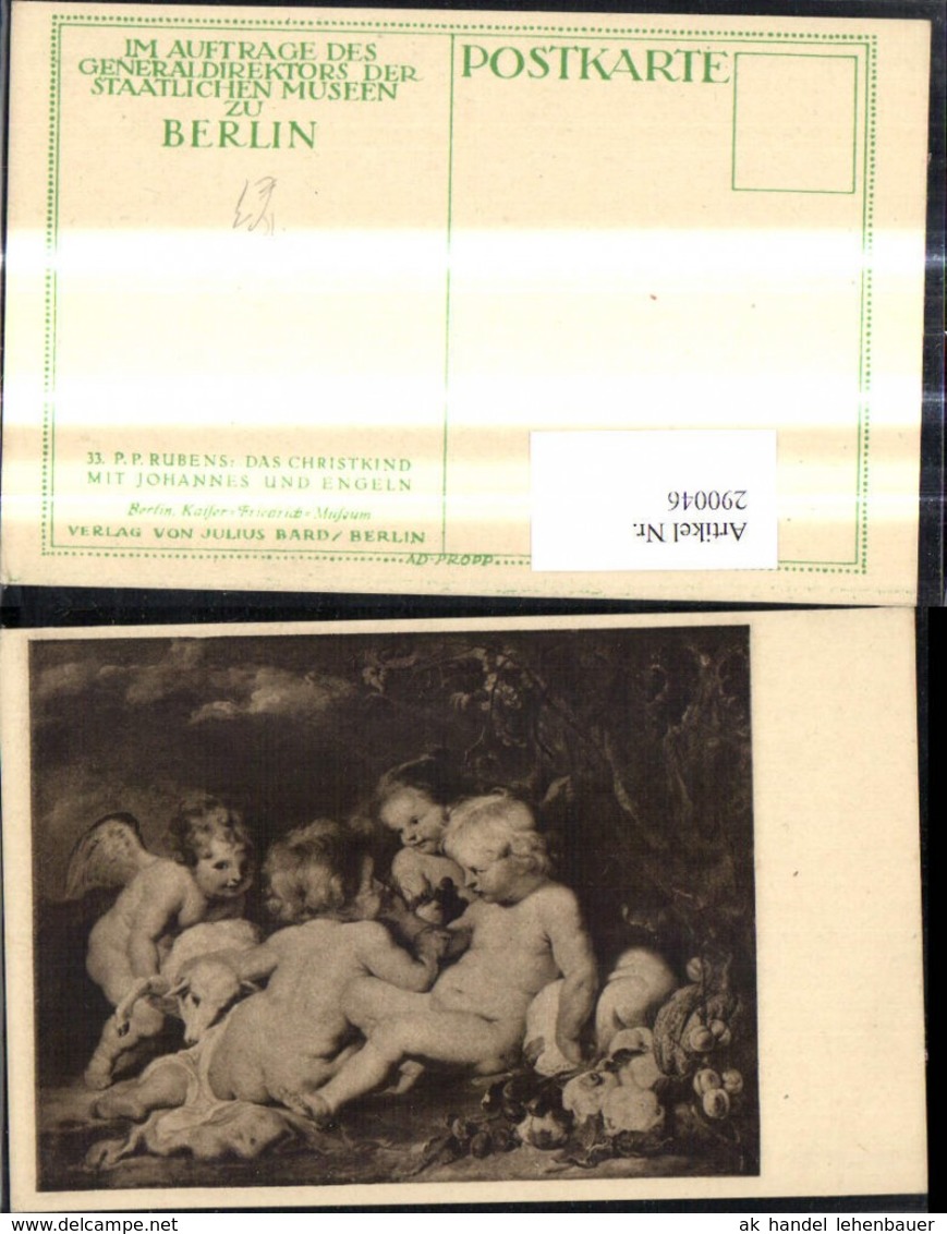 290046,K&uuml;nstler Ak Peter Paul Rubens Das Christkind M. Johannes U. Engeln Engel - Engel