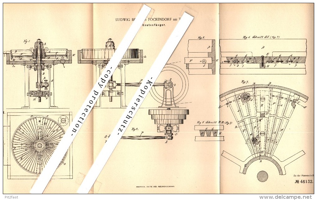 Original Patent - Ludwig Beger In Fockendorf B. Treben , 1888 , Knotenfänger Für Papierfabrik , Papier , Pleißenaue !!! - Altenburg