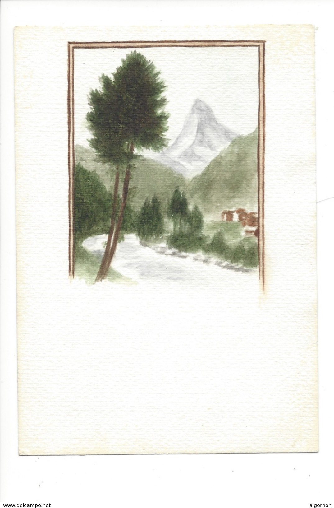 15005 - Petite Aquarelle  Format 9 X 13  Le  Cervin Et Zermatt - Aquarelles