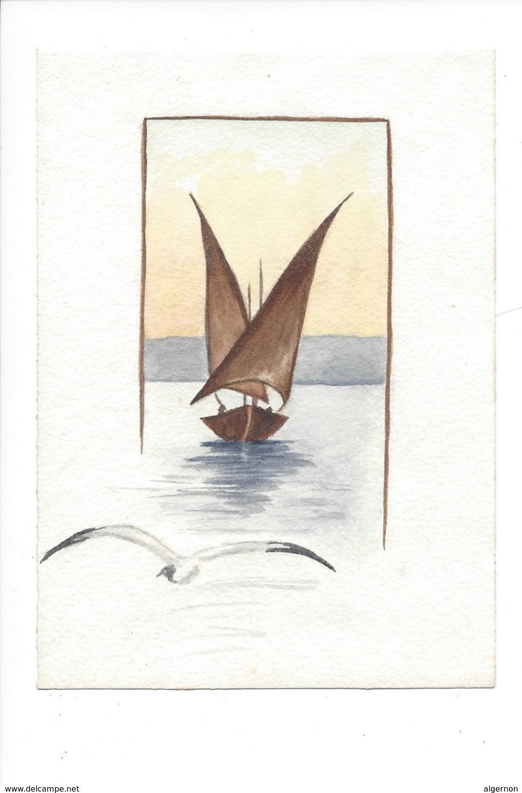 15007 - Petite Aquarelle  Format 9 X 13  Barque Du Léman - Aquarelles