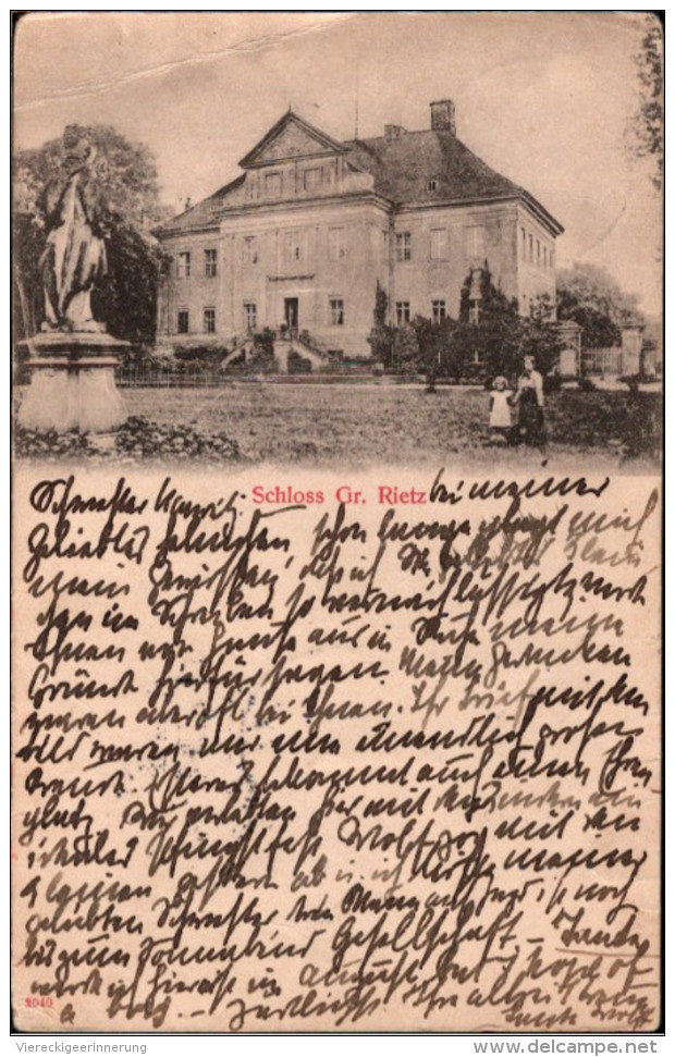 ! Alte Ansichtskarte Schloss Groß Rietz , 1902, Adelsadresse - Rietz-Neuendorf