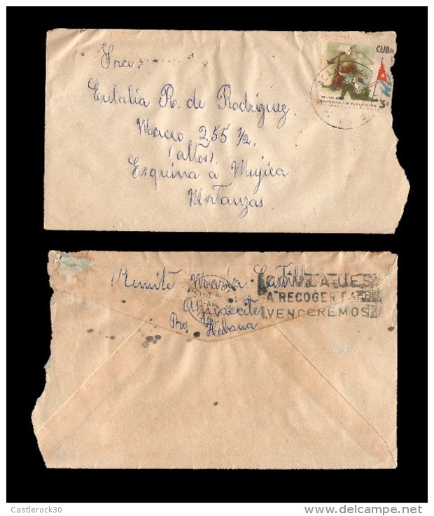 E)1962 CUBA, BAY OF PIGS INVASION, 1ST ANNIV. A252, CIRCULATED COVER TO MATANZAS, INTERNAL USAGE, G - Briefe U. Dokumente