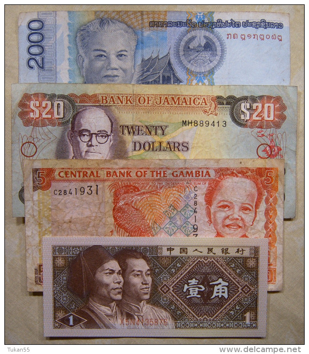 4 X Banknoten - Kambotscha,Jamaica,Gambia & China     (H-X) - Jamaica