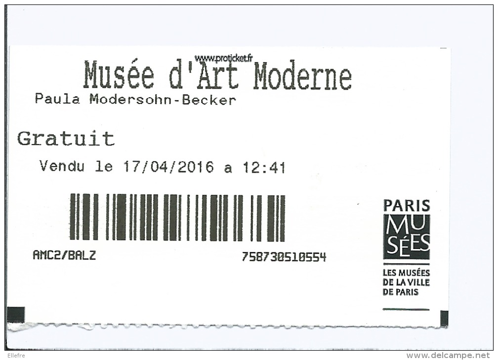 Ticket D'entrée - Musée D'art Moderne Paris - Ary Scheffer Portrait De Sophie Marin - - Toegangskaarten