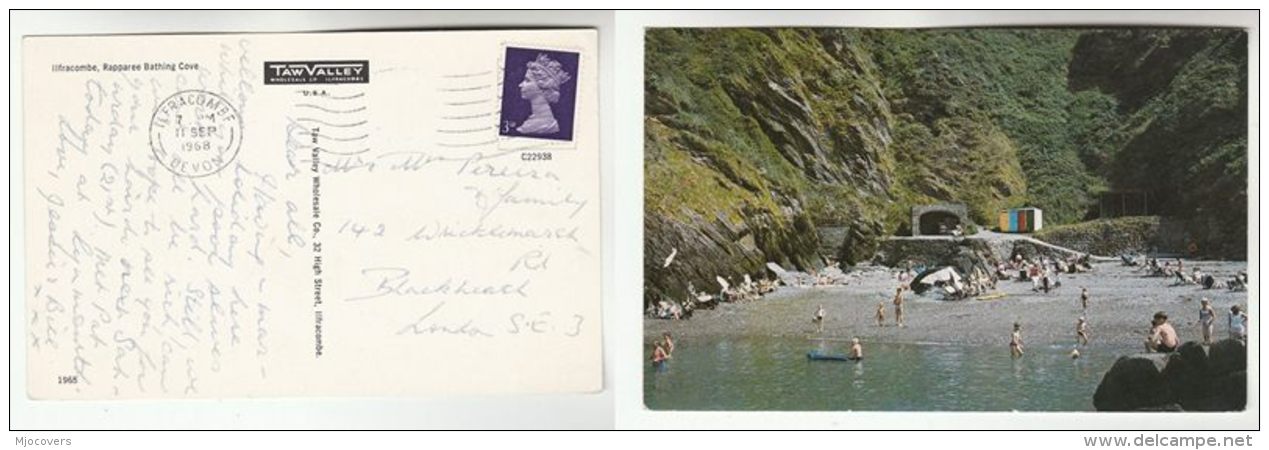 1968 Postcard ILFRACOMBE, Rapparee Bathing Cove, GB Stamps Cover - Ilfracombe