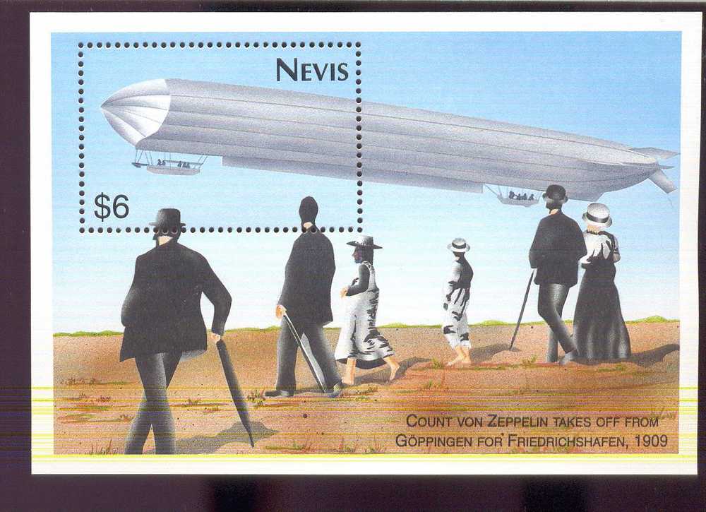 NEVIS  779  MINT NEVER HINGED SOUVENIR SHEET OF AVIATION  ; ZEPPELIN - Aviones