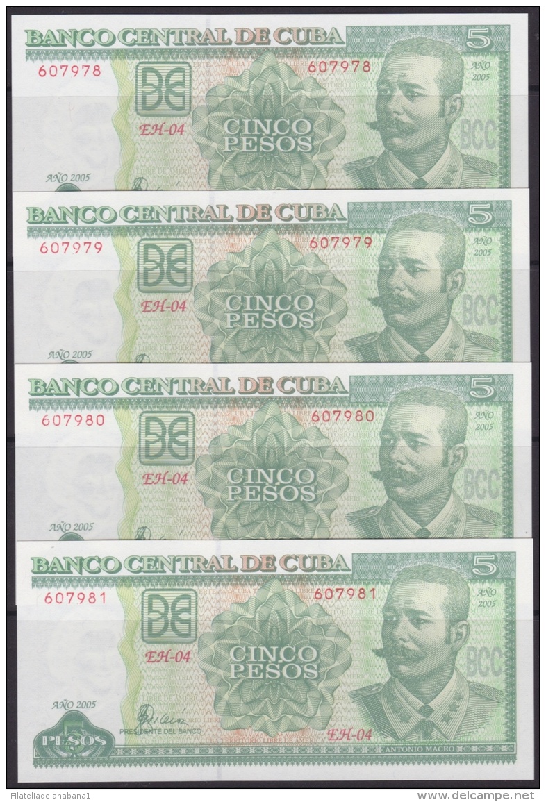 2005-BK-110 CUBA 2005. BANCO NACIONAL. 5$ ANTONIO MACEO UNC. 6 CONSECUTIVE. - Kuba