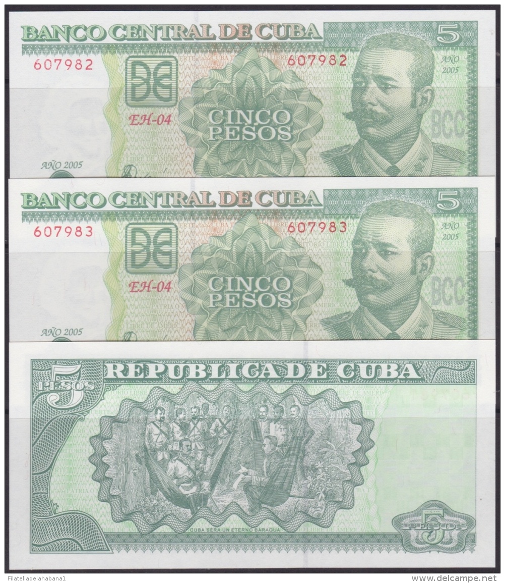 2005-BK-110 CUBA 2005. BANCO NACIONAL. 5$ ANTONIO MACEO UNC. 6 CONSECUTIVE. - Cuba