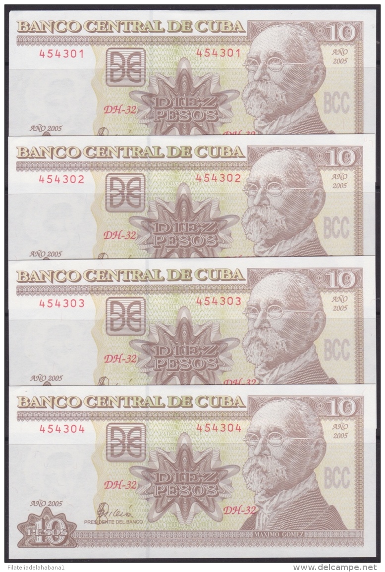 2005-BK-112 CUBA 2005. BANCO NACIONAL. 10$ MAXIMO GOMEZ. UNC. 5 CONSECUTIVE. - Cuba