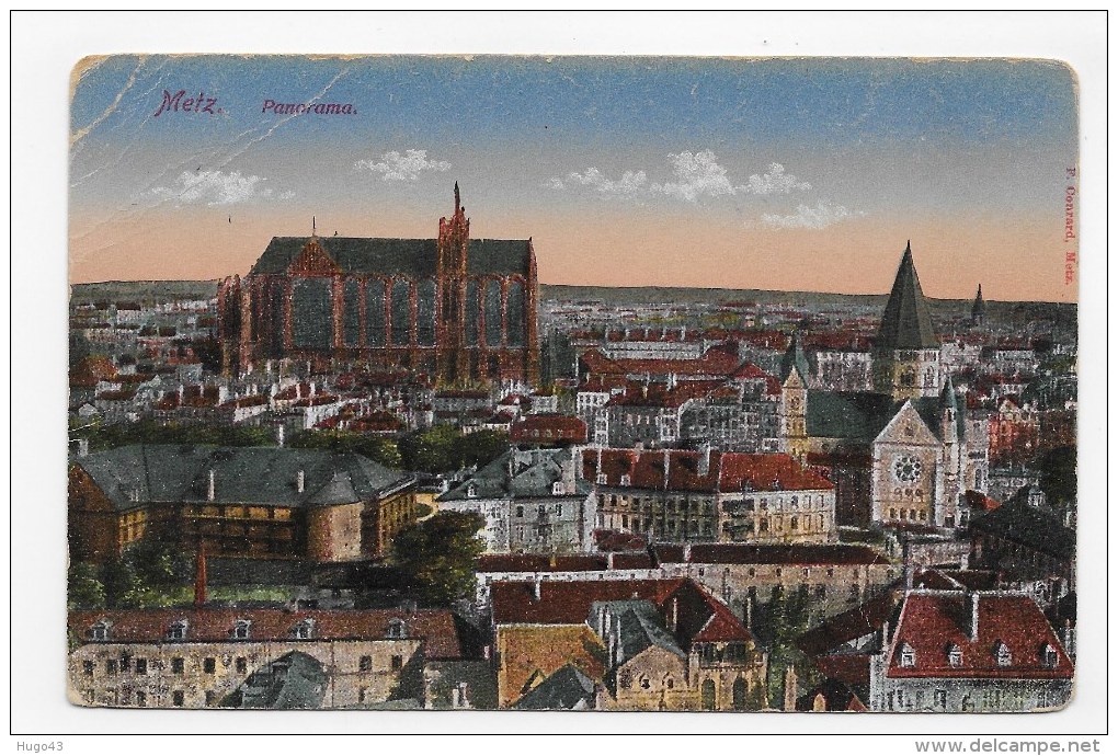 (RECTO / VERSO) METZ - PANORAMA - PLIS ANGLE HAUT A GAUCHE - CPA - Metz