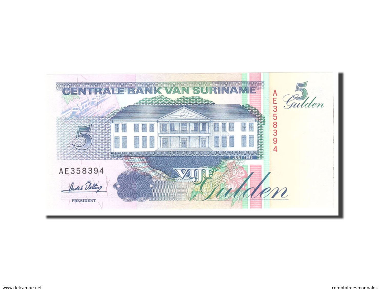 Billet, Suriname, 5 Gulden, 1995, 1995-06-01, KM:136b, NEUF - Suriname