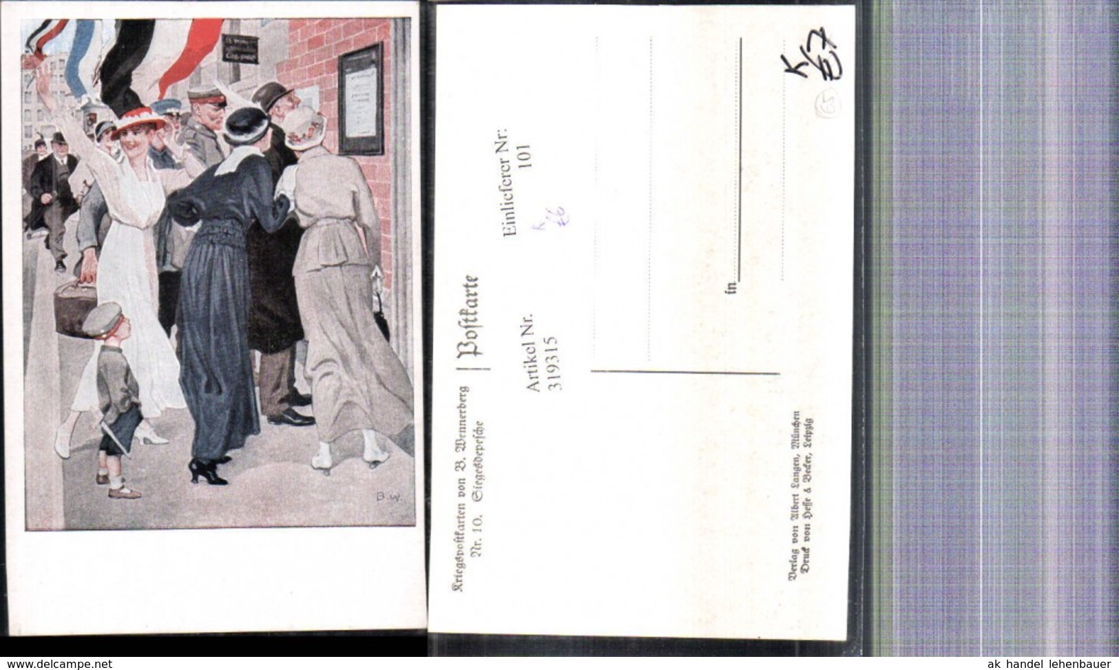 319315,K&uuml;nstler Ak Brynolf Wennerberg Kriegspostkarte 10 Siegesdepesche - Wennerberg, B.