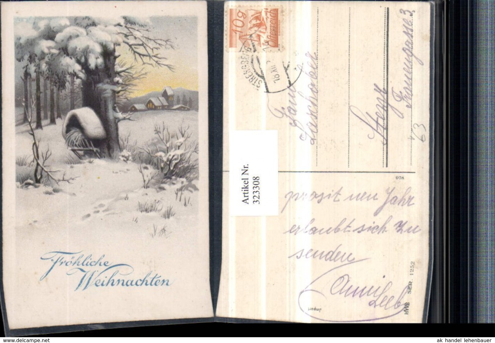 323308,K&uuml;nstler AK Weihnachten Winterlandschaft Kirche Futterstelle Pub HWB 1252 - Altri & Non Classificati