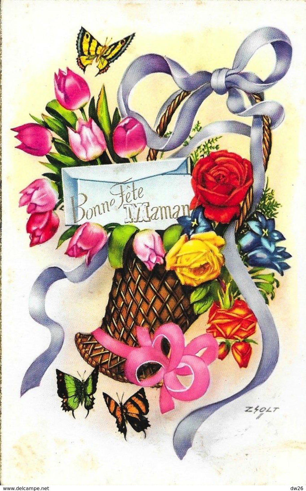 Bonne Fête Maman - Illustration De Zsolt: Panier De Fleurs - Carte M.D. Paris, Série N°2470 - Fête Des Mères
