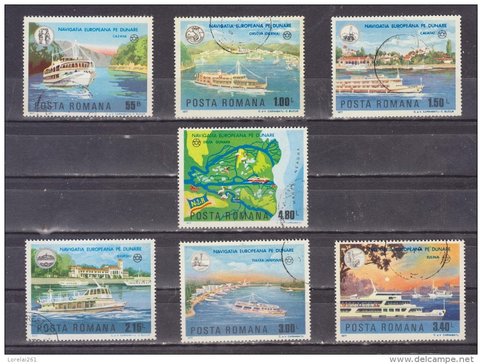 1977 - Navigation Europeenne Sur Le Danube Mi No 3484/3490 Et Yv No 3078/3084 - Usado