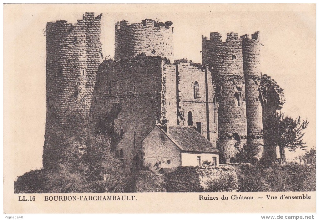 G , Cp , 03 , BOURBON-L'ARCHAMBAULT , Ruines Du Château , Vue D'ensemble - Bourbon L'Archambault